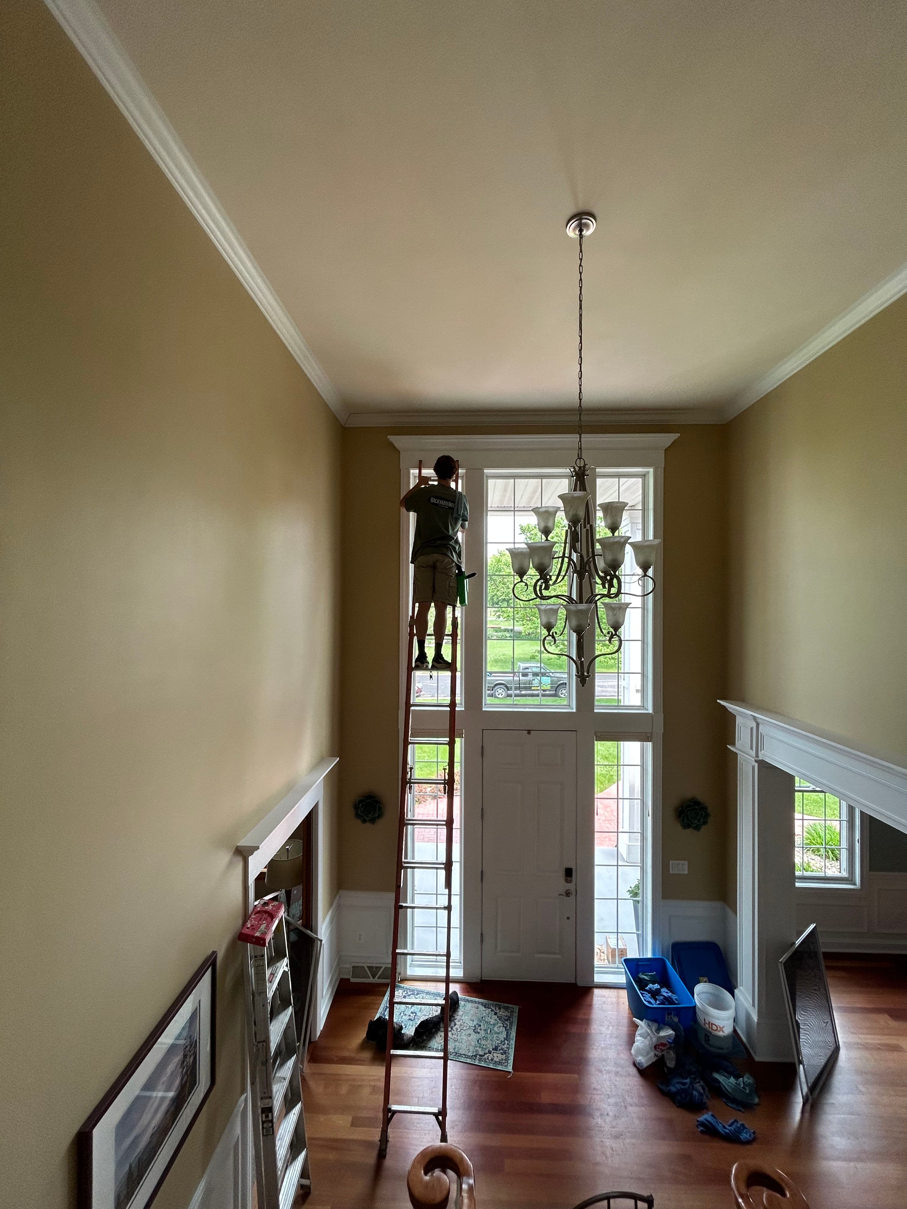 Project High Interior Window Cleaning on Tall Entryway Windows image